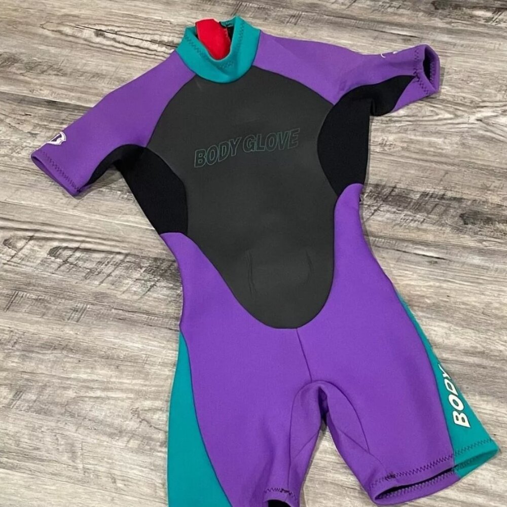 BODY GLOVE Women's Spring Suit Wet Suit Size Small 5 Black Teal Purple